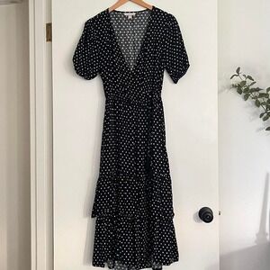 Minimalist Black and White Polka Dot Midi Dress